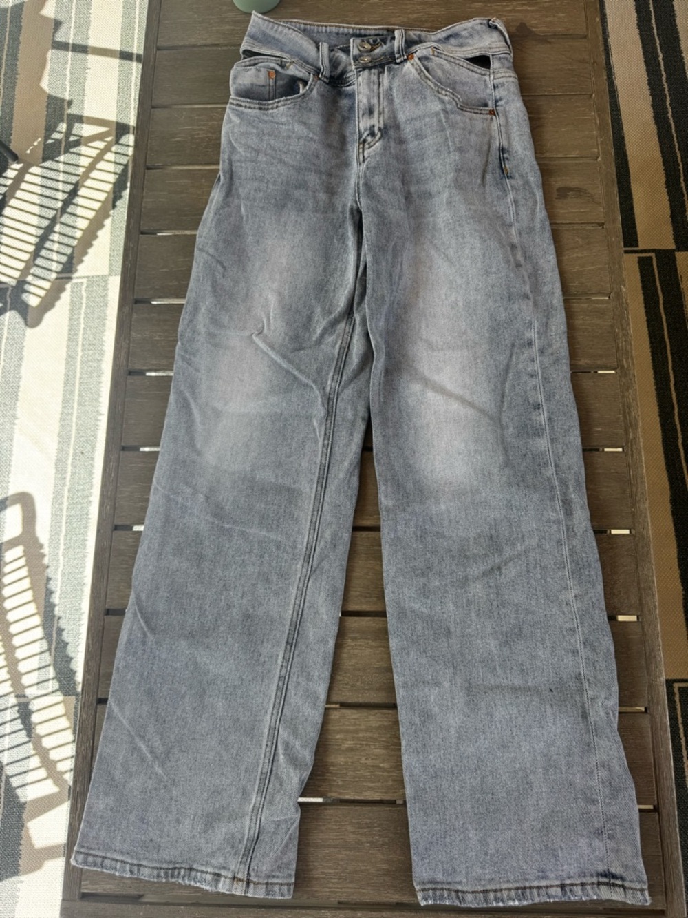Bayeas Women’s Grey/Blue Wide-Leg Jeans - Classic Casual Style -size 26